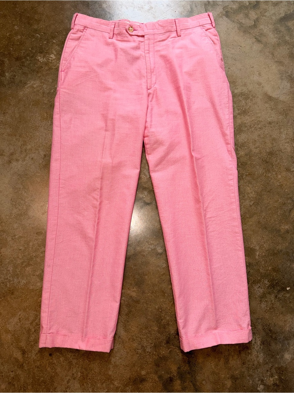 Men Tailored Pastel Pink Chino Trousers Pants Cuff